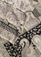 Load image into Gallery viewer, Kalamkari Chennuri Silk Black&amp; white Hand Painted Sarees