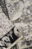 Load image into Gallery viewer, Kalamkari Chennuri Silk Black&amp; white Hand Painted Sarees