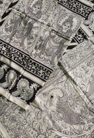 Load image into Gallery viewer, Kalamkari Chennuri Silk Black&amp; white Hand Painted Sarees