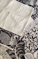 Load image into Gallery viewer, Kalamkari Chennuri Silk Black&amp; white Hand Painted Sarees