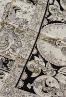 Load image into Gallery viewer, Kalamkari Chennuri Silk Black&amp; white Hand Painted Sarees