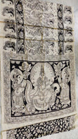 Load image into Gallery viewer, Kalamkari Chennuri Silk Black&amp; white Hand Painted Sarees