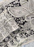 Load image into Gallery viewer, Kalamkari Chennuri Silk Black&amp; white Hand Painted Sarees