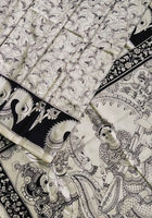 Load image into Gallery viewer, Kalamkari Chennuri Silk Black&amp; white Hand Painted Sarees