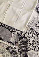 Load image into Gallery viewer, Kalamkari Chennuri Silk Black&amp; white Hand Painted Sarees