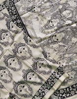Load image into Gallery viewer, Kalamkari Chennuri Silk Black&amp; white Hand Painted Sarees