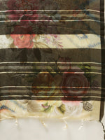 Load image into Gallery viewer, Latest Attractive Stylish Flower Print Linen Women&#39;s Sarees