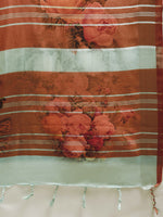 Load image into Gallery viewer, Latest Attractive Stylish Flower Print Linen Women&#39;s Sarees