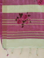 Load image into Gallery viewer, Latest Attractive Stylish Flower Print Linen Women&#39;s Sarees