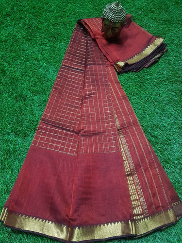 MANGALAGIRI PATTU ZARI CHECKS SAREE