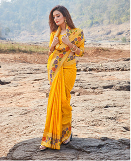 Demanding Semisilk Meena Worked Saree