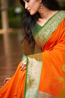 Designer Mild Colored Soft Silk Saree With Elegant Border