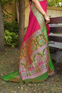 Designer Mild Colored Soft Silk Saree With Elegant Border
