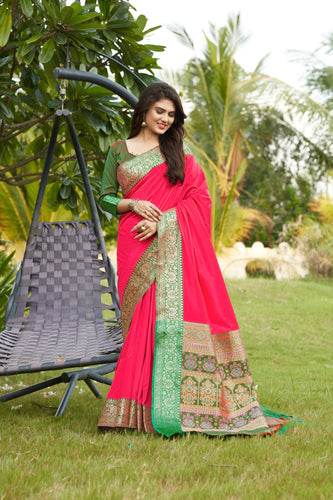 Designer Mild Colored Soft Silk Saree With Elegant Border