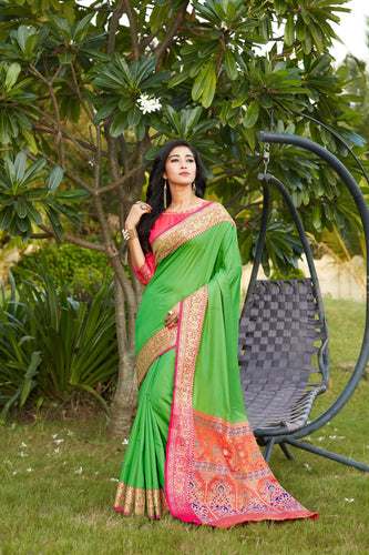 Designer Mild Colored Soft Silk Saree With Elegant Border