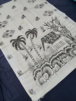 Load image into Gallery viewer, Printed Kerala Cotton Tissue (Silver Zari )