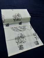 Load image into Gallery viewer, Printed Kerala Cotton Tissue (Silver Zari )