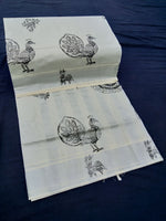 Load image into Gallery viewer, Printed Kerala Cotton Tissue (Silver Zari )