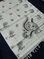 Load image into Gallery viewer, Printed Kerala Cotton Tissue (Silver Zari )