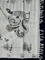 Load image into Gallery viewer, Printed Kerala Cotton Tissue (Silver Zari )