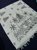 Load image into Gallery viewer, Printed Kerala Cotton Tissue (Silver Zari )