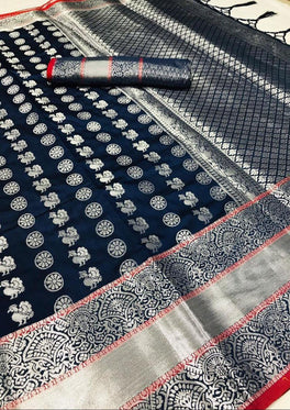 Flaunt Colored Lichi Silk With Traditional Kanchi Border