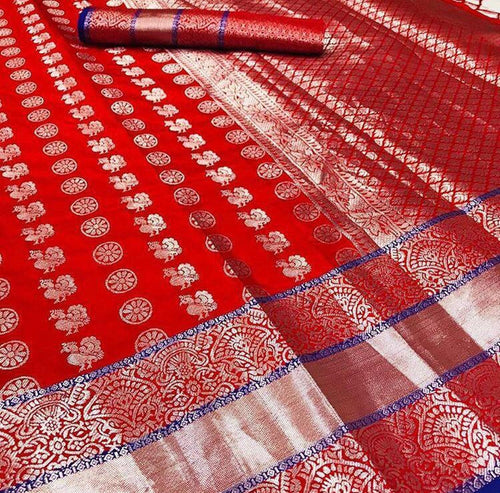 Flaunt Colored Lichi Silk With Traditional Kanchi Border