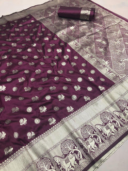 Flaunt Colored Lichi Silk With Traditional Kanchi Border