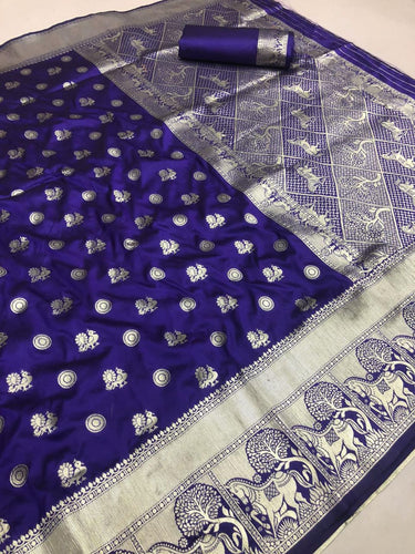 Flaunt Colored Lichi Silk With Traditional Kanchi Border