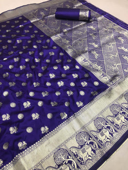 Flaunt Colored Lichi Silk With Traditional Kanchi Border