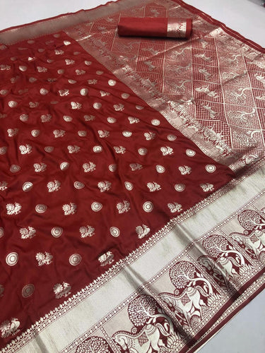 Flaunt Colored Lichi Silk With Traditional Kanchi Border