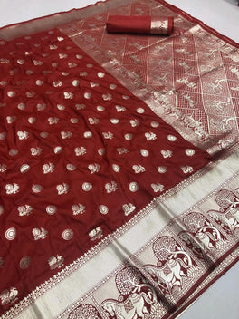 Flaunt Colored Lichi Silk With Traditional Kanchi Border
