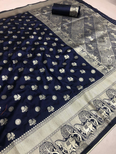 Flaunt Colored Lichi Silk With Traditional Kanchi Border