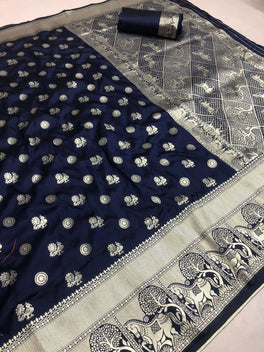 Flaunt Colored Lichi Silk With Traditional Kanchi Border