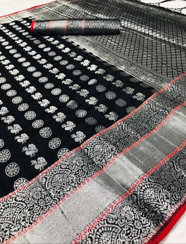 Flaunt Colored Lichi Silk With Traditional Kanchi Border