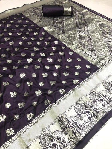 Flaunt Colored Lichi Silk With Traditional Kanchi Border