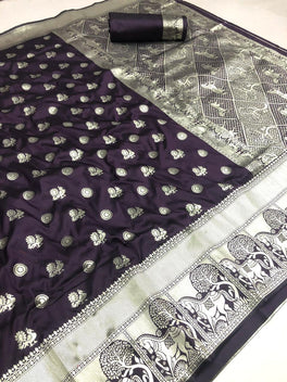Flaunt Colored Lichi Silk With Traditional Kanchi Border