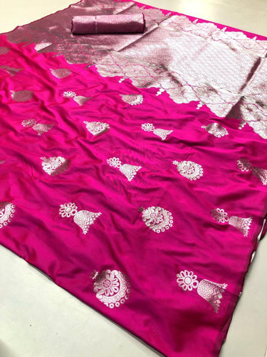 Charming Begni Colored Soft Silk Saree With Buttas