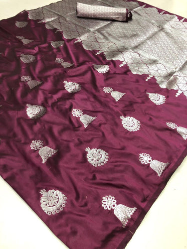 Charming Begni Colored Soft Silk Saree With Buttas