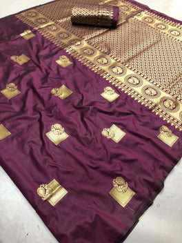 Charming Begni Colored Soft Silk Saree With Buttas