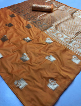 Charming Begni Colored Soft Silk Saree With Buttas