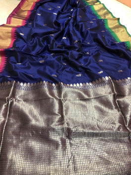 Royal Coloured Soft Semi Silk With Gadwal Imitation Janga Jamuna Border Saree