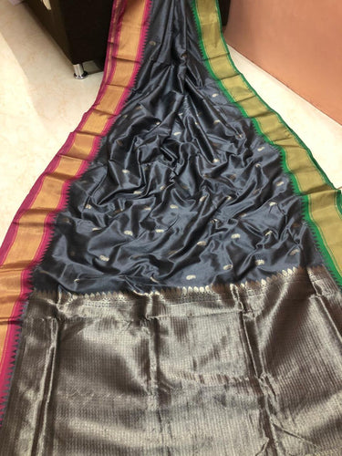 Royal Coloured Soft Semi Silk With Gadwal Imitation Janga Jamuna Border Saree