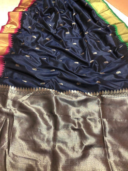 Royal Coloured Soft Semi Silk With Gadwal Imitation Janga Jamuna Border Saree
