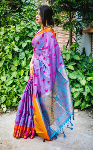Fabulous Muslin Silk Saree With Embose On All Over Saree