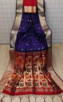 Elegant Jamdhani Cotton Silk Saree With Tissue Border And Buttas