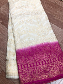Radiant Attractive Colored Hand Dyed Semi Soft Silk Saree