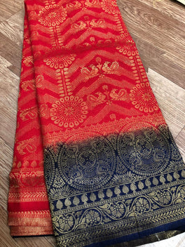 Radiant Attractive Colored Hand Dyed Semi Soft Silk Saree