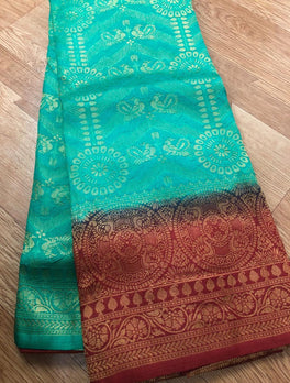 Radiant Attractive Colored Hand Dyed Semi Soft Silk Saree