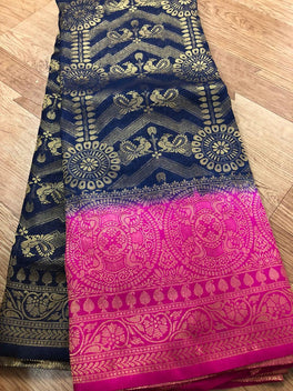 Radiant Attractive Colored Hand Dyed Semi Soft Silk Saree